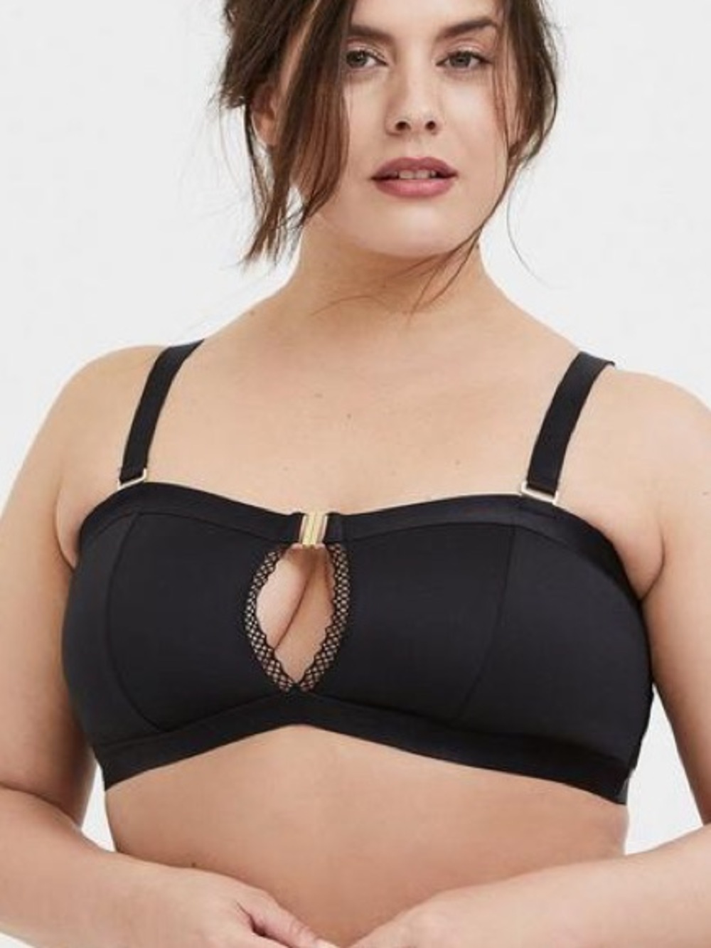 Torrid curve straps and rings satin hey hole bandeau bra 5X